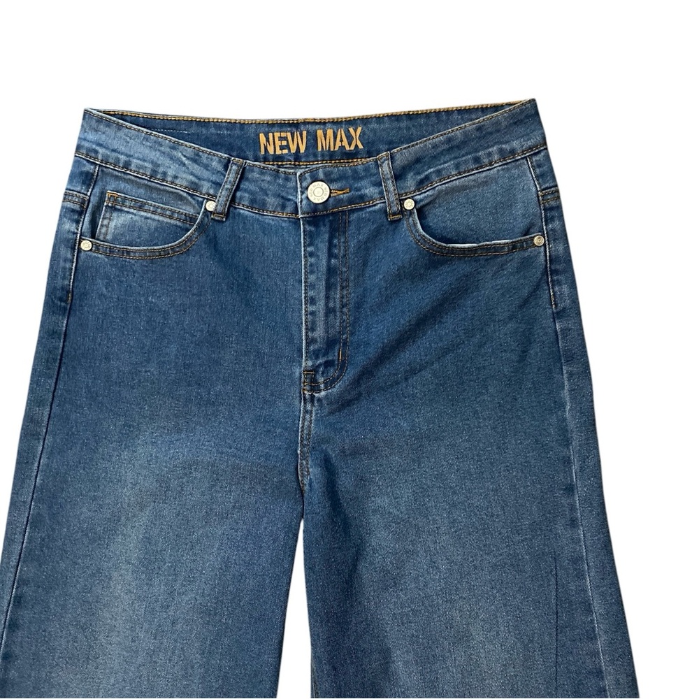 New Max Women’s Wide Leg Baggy Jeans Size 10 High Rise Cuffed Hem Blue Jeans 90s - Picture 2 of 15